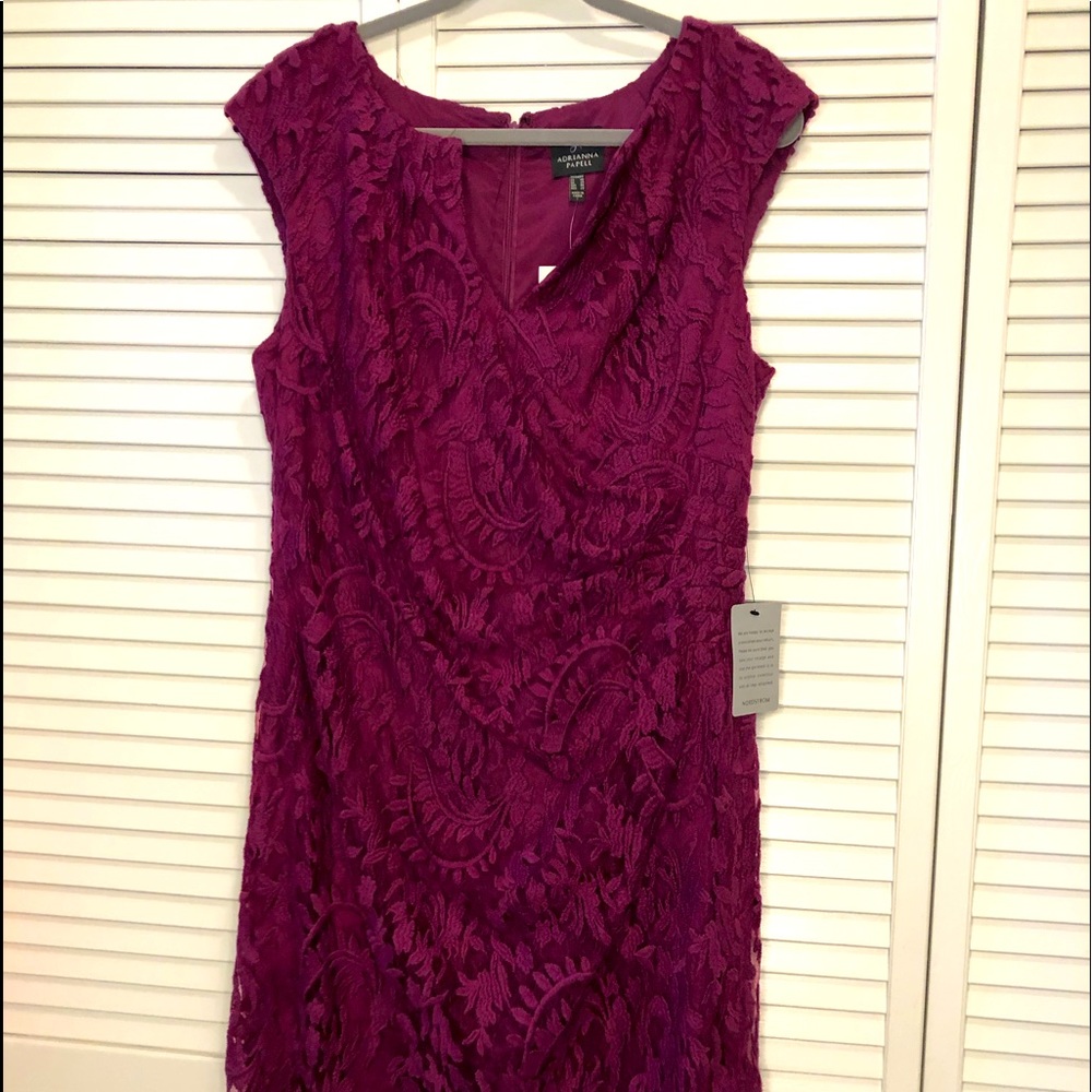 Adrianna Papell Maroon Lace Dress